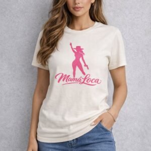 CREAM T-SHIRT WITH PINK LOGO